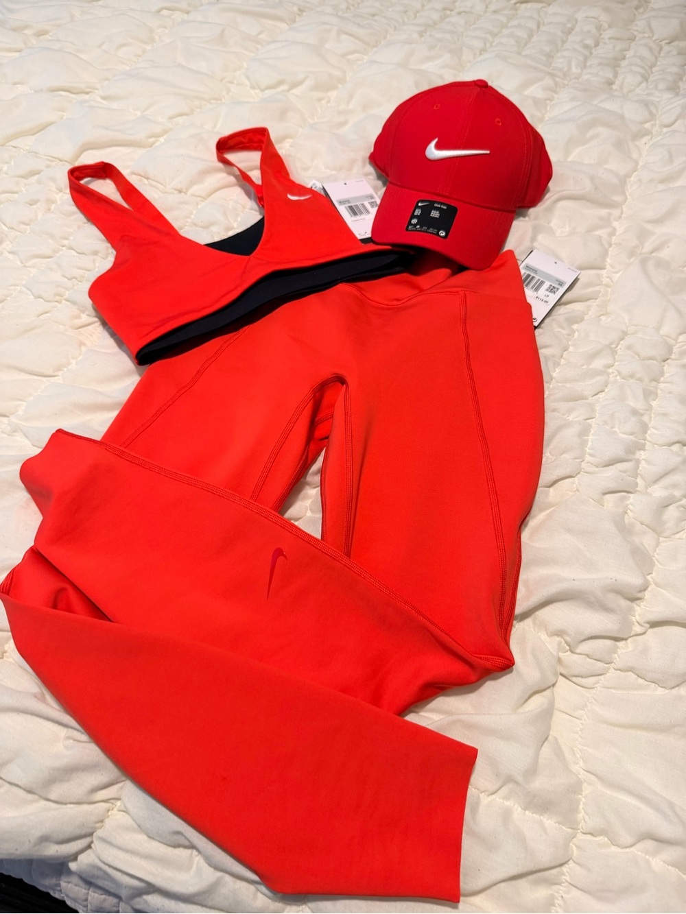 Nike Red Athletic Shorts & Sports Bra Set - Picture 1 of 11